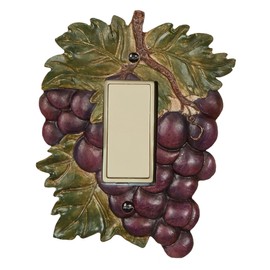 Touch of Class Grape Harvest Realistic Grapes Single Dimmer/Rocker - Resin - Purple, Green - Dimensional Light Switch Cover for Kitchen, Dining Room, Bar, Restaurant, Wine Cellar