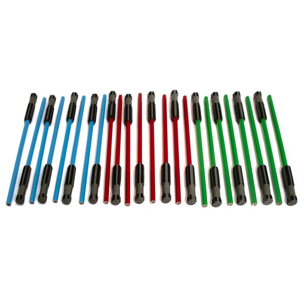 L LIFETIME Light Saber Pencils Party Favors, Star Fan Theme Goody Bag Supplies Blue Red Green with 3D Eraser Top for Boys Girls Adults Teen Tween Gift Birthday Celebration (24)