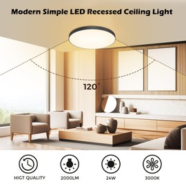 Ceiling Light LED Ceiling Light Flat Lamp Ceiling Diameter 28 cm 24 W, 3000 K, 2000 LM, IP44 Waterproof Round Modern Simple Lamp for Bathroom, Balcony, Bedroom, Living Room, Kitchen Lamp, Children's