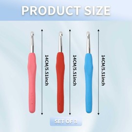 Pack of 3 Crochet Hooks, 8.0 mm and 9.0 mm, 10.0 mm Knitting Needles with Ergonomic Handle for Arthritic Hands, Colourful Handle Crochet Hook for Beginners and Crochet Yarn