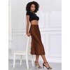 ZAFUL Women Satin Silk Midi Skirts Elegant High Waist Hidden