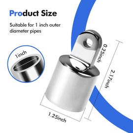 METRAXION Stainless Steel 316 Bimini Top Eye End Cap 7/8,1 inch,1-1/4 inch Marine Grade Heavy Duty Bimini Top Parts for Boats with L Shape Hex Key (1 inch - 4 Pack)