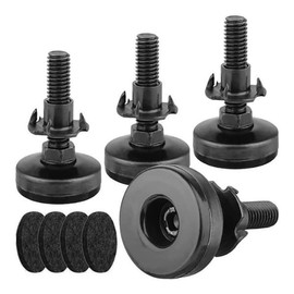 Toolzia 4Pcs Adjustable Levelling Feet, 3/8“-16 Thread Heavy Duty Adjustable Feet for Furniture Table Leg Extenders With T Nut Bolt And 8 Anti-Slip Felt Pads (Black)