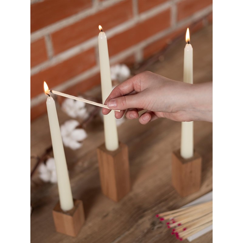CANDWAX Ivory Taper Candles 8 inch Dripless - Set of