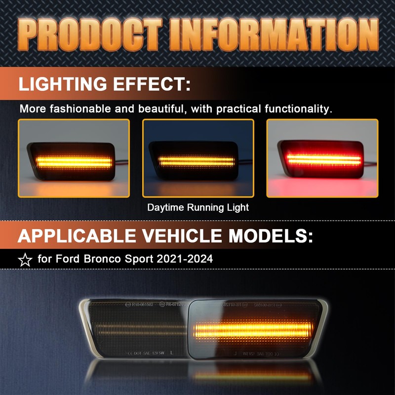 ZDEERAOTO LED Front&Rear Fender LED Side Marker Lights Kit for