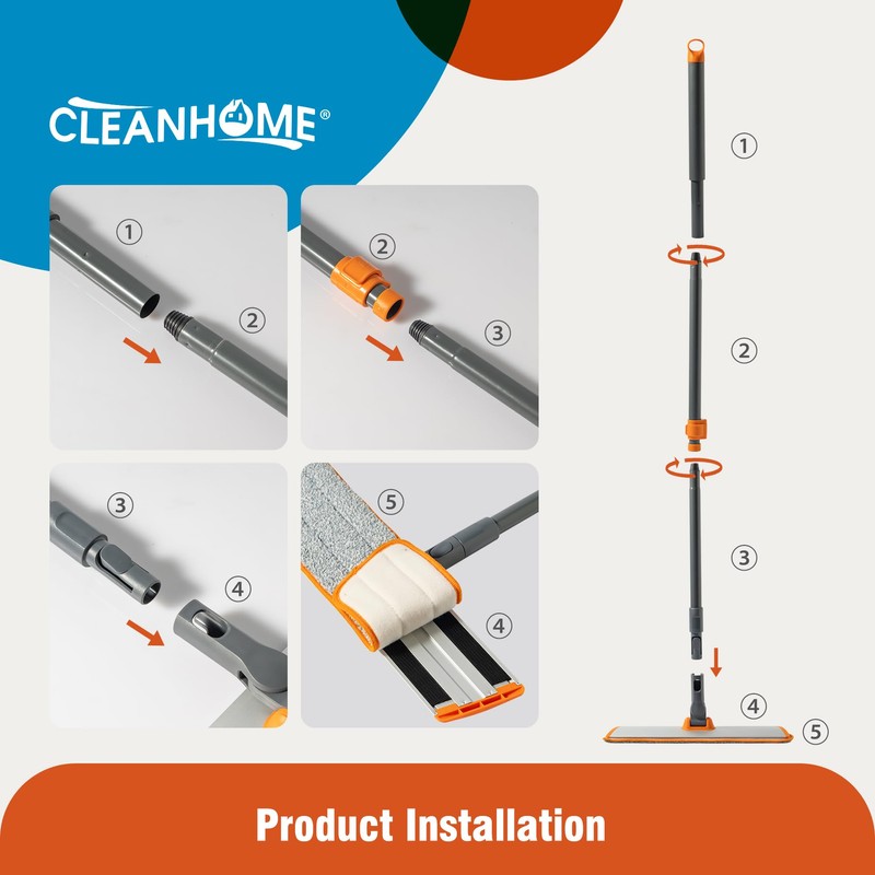 CLEANHOME Microfiber Mop Floor Dust Mop with Extendable Long Handle,