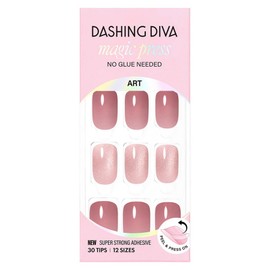 Dashing Diva Magic Press Nail Tip Set Glimmering Rose Regular Round, 1 Set, Pink / 데싱디바 매직프레스 네일팁 세트 글리밍 로즈 레귤러 라운드, 1세트, 핑크