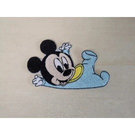 Handmade Baby Mickey Mouse 3.25 inch Iron on Embroidered Applique Patch
