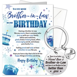 HOWAF Brother in Law Birthday Card Gifts, Happy Birthday Card & Keyring Engraved for Brother in Law Gifts