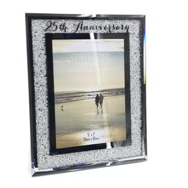 Wedding Anniversary 25th Silver Crystal Border 5 x 7 Photo Frame Gift