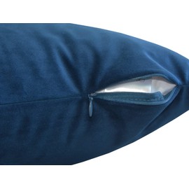 Lutanky Velvet Cushion Covers (Pack of 2) Lovely Rectangle Throw Pillow Cases Soft Solid Decorative Pillow Covers for Sofa Bedroom Car 12x20 Inch 30 x 50 cm (navy blue 1, 2 Pieces)