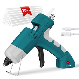 Hot Glue Gun Cordless, HHDQYMSG Hot Glue Gun and Sticks Set, 30PCS Premium Glue Sticks & 1m USB-C Cable, 2600mAh Built-in Battery Suitable for DIY Craft, Home Repair