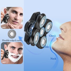 Shaver Replacement Blades, BENACES 3 Pack Facial Shaver Replacement Blades, 5-Blade Razor with Cleaning Brush, Specially Engineered for Bald Men, Face Electric Razor