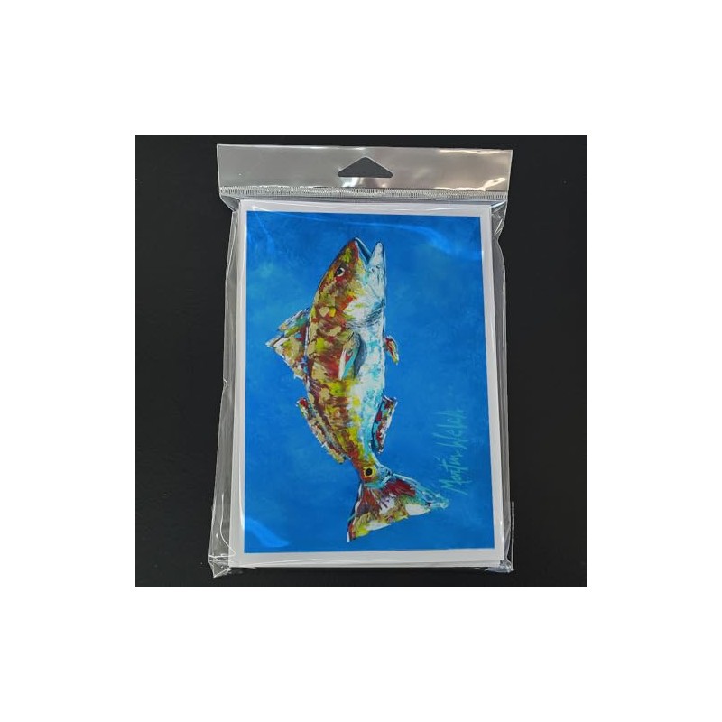 Caroline's Treasures Fish - Red Fish Seafood Two Greeting Cards