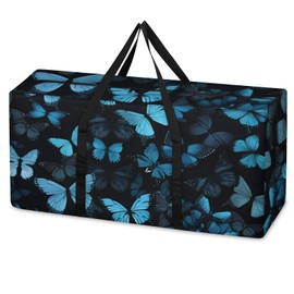 Packing Bags for Moving, Extra Large Moving Bags Heavy Duty, 205L Storage Bag with Zipper, Storage Totes Movings Supplies, Duffle Bag Waterproof Storage Containers for Organizing (Blue Butterfly)