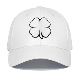 Clover Hats Black for Men Women,Live Lucky Golf Baseball Cap,4 Leaf Hat,White