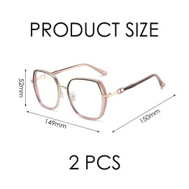 TVSVKWE 2 Pieces Metal Frame Glasses, Retro Stylish, Women'S Anti-Blue Glasses, Classic Simple, Light And Comfortable, Clothing Accessories.