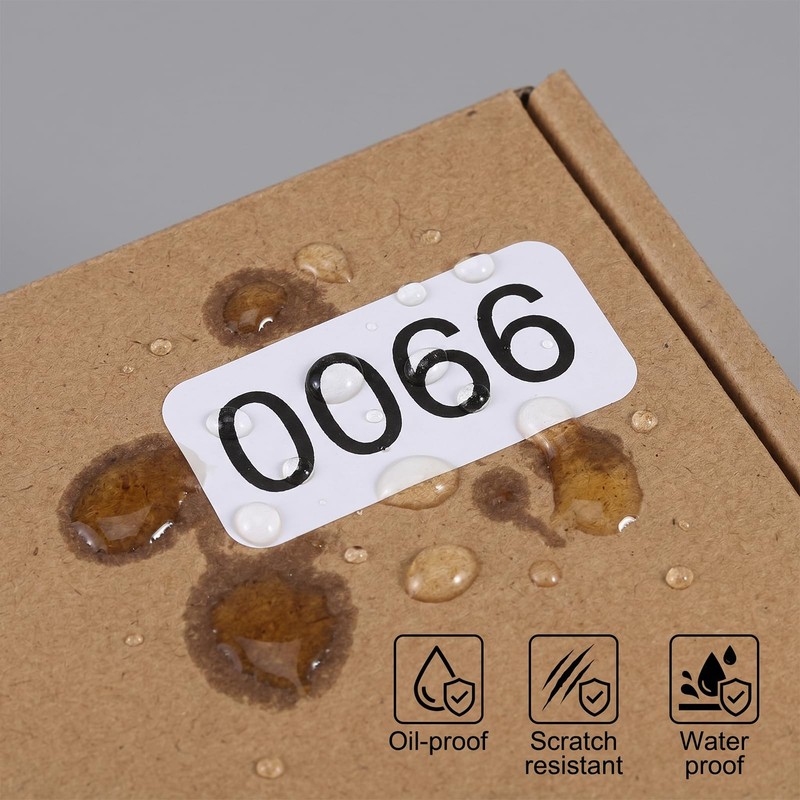 Inventory Number Stickers 1-2000 Consecutive Waterproof Self-Adhesive Vinyl Labels for
