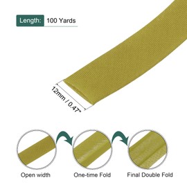 QUARKZMAN 1/2 Zoll Doppelfalz Schrägband Polyester kontinuierliches Schrägband für Nähen, Säumen, Quilten, Einfassen von Handwerk (Gold 100 Yards)