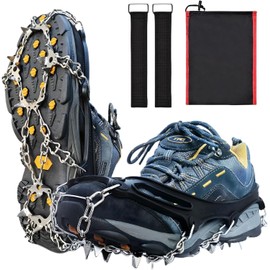 Ice Cleats Traction Snow Grips - 19 Stainless Steel Spikes Crampons for Hiking, Fishing, Walking, Climbing (X-Large)