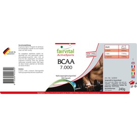 Fairvital BCAA Capsules - with 7000 mg BCAA per Daily Dose - High Dose - Branched Chain Amino Acids - Vegan - Leucine + Valine + Isoleucine - 300 Capsules