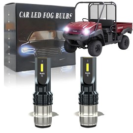 Fit For Kawasaki Mule 600 610 3000 3010 LED Headlight Bulbs,H6 H6M P15D LED bulbs used for Motorcycle/ATVs/UTV, Super Bright 12000 Lumens 6000K White 55W, IP68,Plug and Play, 2-Pack