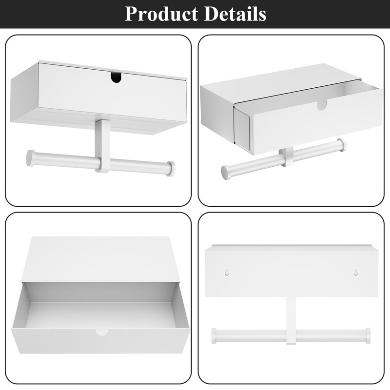 Tindbea Toilet Paper Holder with Storage - Stainless Steel Wall