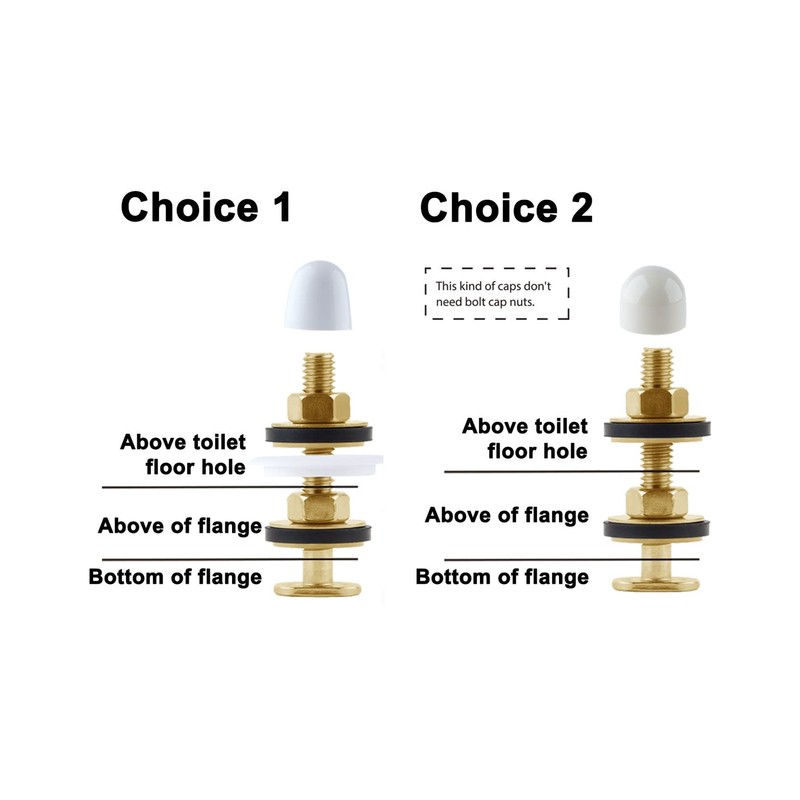 iFealClear Solid Brass Toilet Floor Bolts and Caps Set, Toilets