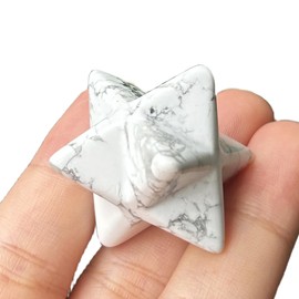 Manekieko Natural White Howlite Turquoise Merkaba Crystal Protection Sacred Meditation Energy Healing Chakra,25mm Hexagonal Star Crystals and Healing Stone