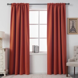 DUALIFE Rust Blackout Curtain 120 Inches Long for Living Room Burnt Orange Solid Curtains for Bedroom Thermal Insulated Rod Pocket Window Treatment Panels for Large Windows 54x120 Inch Length