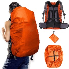 CKLHCFF Backpack Rain Cover (20-100L) Improved Waterproof Lightweight Portable Backpack Cover Backpack Cover for Hiking to Protect Outdoor School Bags (Orange, L)