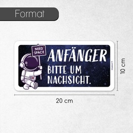 younikat Vehicle Sticker Beginner Astronaut 20 x 10 cm Weatherproof Vinyl Driving Beginner Driving License Gift I kfz777