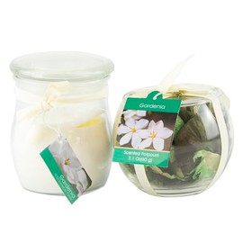 Fragrant Delights Gardenia Scented 10 oz. Jar Candle and Potpourri Set