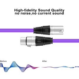 DREMAKE Audio 50 Foot XLR Cable Snake Cord-3Pin XLR Male to XLR Female Balanced Speaker Cable for Microphone,Stage, DJ, Pro - Purple