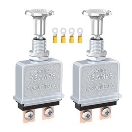 Joinfworld Push Pull Switch Heavy Duty 75 Amp Pull Switch 6-28V DC 2 Position Spst On/Off for Automotive, Trucks, Off-Road - 2Pcs