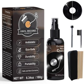 DINGSEN Vinyl Record Cleaner Kit - Complete 4-in-1 Vinyl Records Cleaning Kit-100ml Cleaning Liquid, Soft Velvet Record Brush, Straight Handle & Round Head Stylus Brush