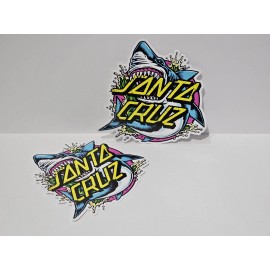 Santa Cruz Skateboard Sticker Decal Waterproof Vinyl 3.5” Shark Blue Wave X2
