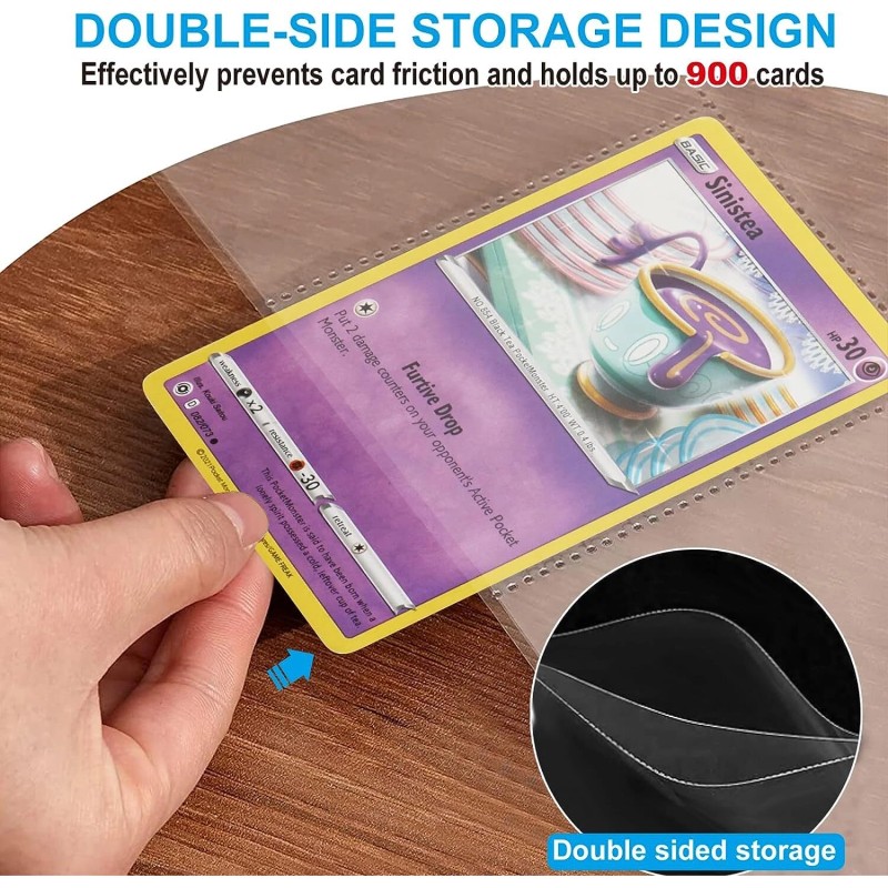 Binder Card Sleeves, 900 Pockets Double-Sided Trading Card, 18 Pocket,