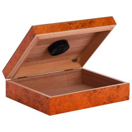 Humidor Supreme Traveler Humidor, 20 Cigar Capacity, Premium Kiln-Dried Spanish Cedar Interior, Round Humidifier Included, Burl
