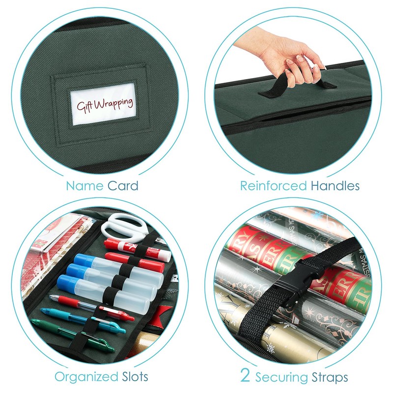 Hearth & Harbor Wrapping Paper Storage Container with Ribbon Storage