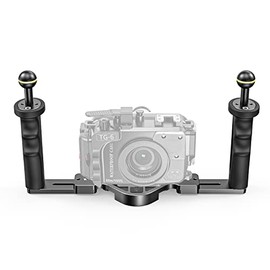 Seafrogs Dual Handle Underwater Camera Tray, Aluminum Alloy Underwater Video Stabilizer Camera Bracket with 2 Joint Arms, Handle Grip Tray Stabilizer for Camera Housing, Video Light (TS-7)