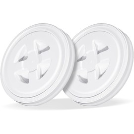 Jetec 2 Pieces 5 Gallon Screw Cap Plastic Leak-Proof Screw Seal Lids of Chemical Food Coatings Storage Buckets 5 Gal Bucket Chicken Feeders (White)