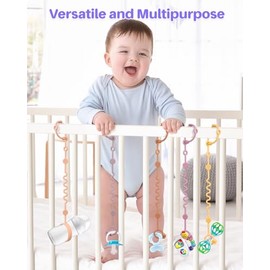 LittleHugs 3 piezas Soporte Ajustable para Correa de Juguete - Clip de Chupete de Silicona para Bebé - Correa Esencial de Viaje para Carriola, Silla Alta, Asiento de Coche