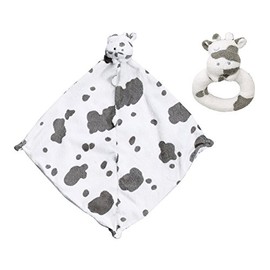 Angel Dear Cow Blankie & Ring Rattle Set.