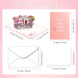 50th Birthday Card, 3D Pop Up Card, 50th Birthday Card, 50th Birthday Card, 50th Birthday Card, Birthday Cards 50th with Envelope and Note Card, 3D Pop Up Card, Birthday Greeting Card