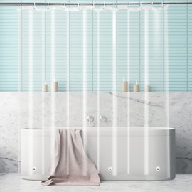 XTF2015 Clear Shower Curtain Liner, Heavyweight Waterproof Transparent Shower Curtain Liner with Hooks and Heavy Duty Magnets, 72 x 72 inches