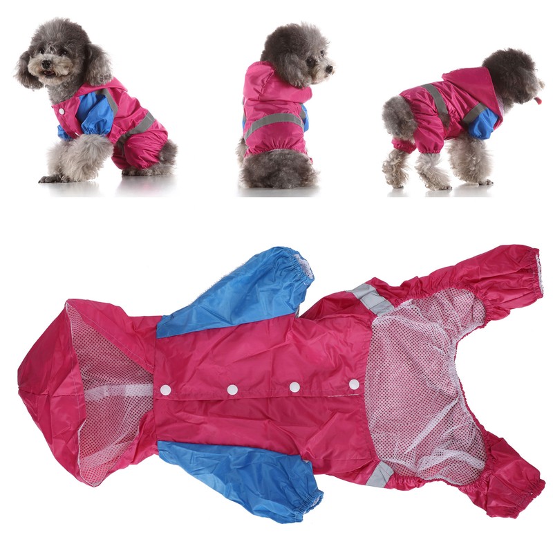 Pet Raincoat Waterproof Dog Coat Jacket with Reflective Strip Breathable