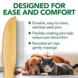 Vet's Best Flea Comb | Real Bamboo with Contour Grip Handle | for Dogs and Cats