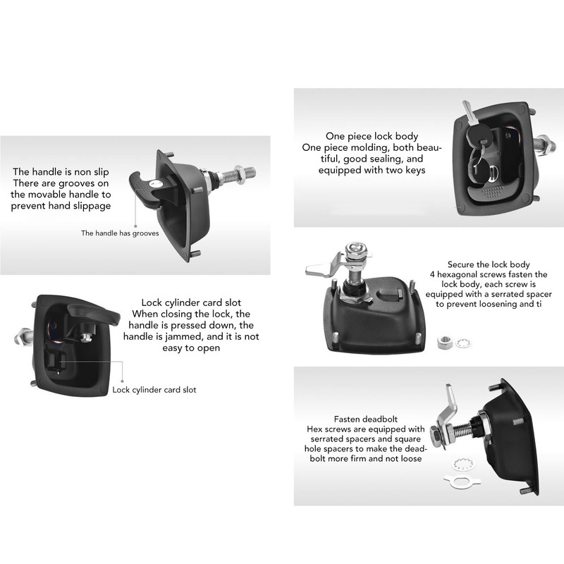 T Handle Door Latch 4x6mm Hole Spacing Zinc Alloy Folding
