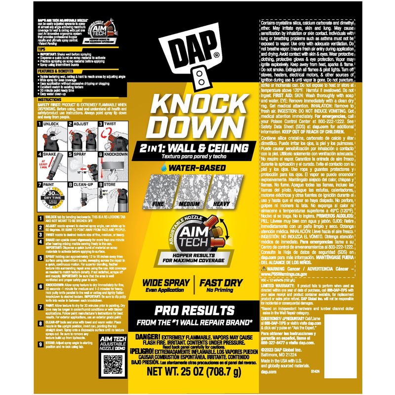DAP Spray Texture Knockdown Water Based 2n1 Wall & Ceiling